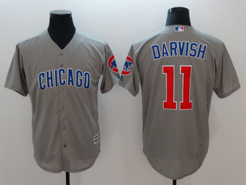 Men Chicago Cubs #11 Darvish Grey Game MLB Jerseys